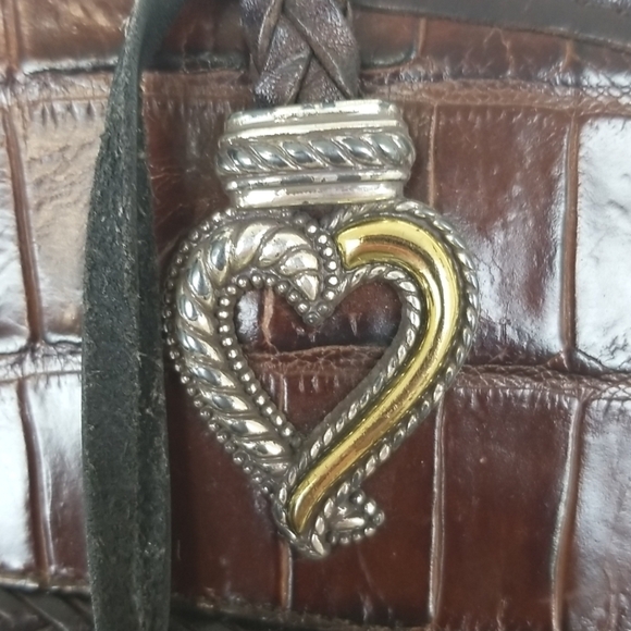 BRIGHTON Pebbled Leather Black & Brown Handbag - Picture 4 of 11